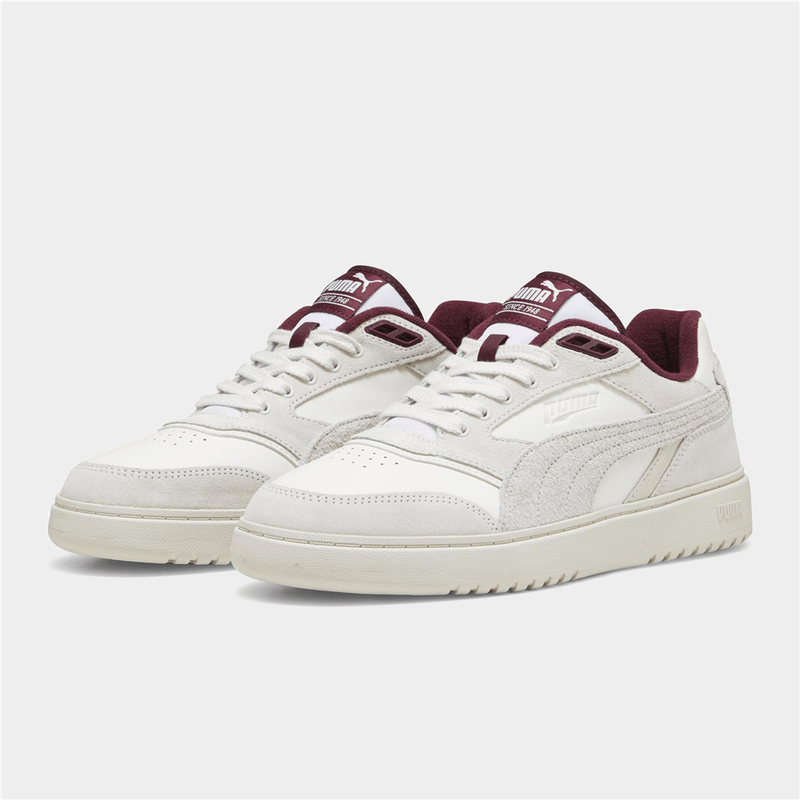 Puma Men's Double Court Cream/Burgundy Sneaker