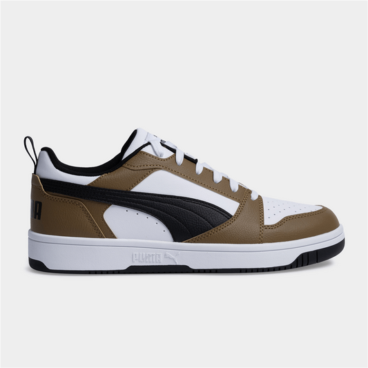 Mens Puma Rebound V6 White/Chocolate Sneaker