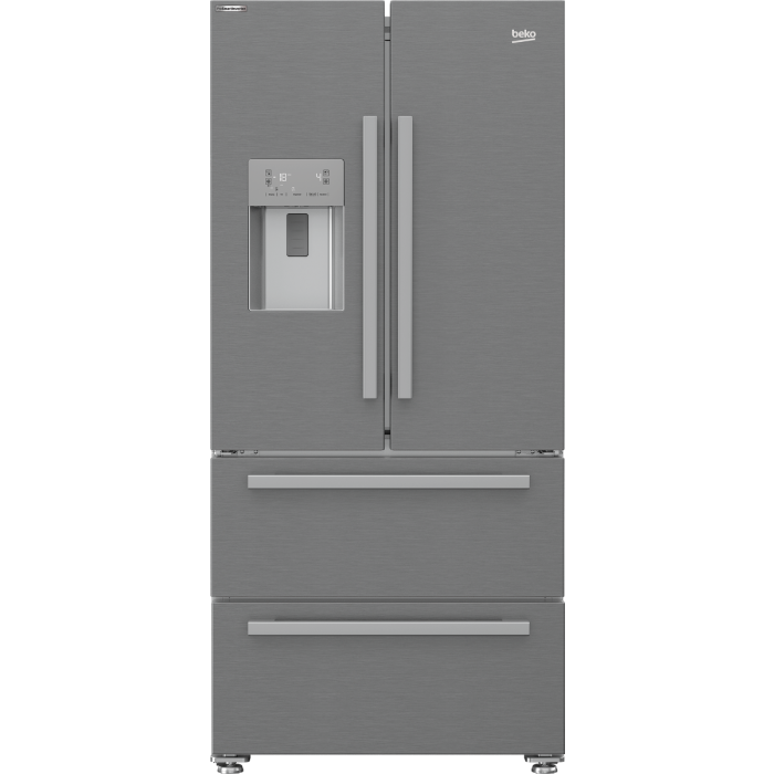 Beko 84cm French Door Fridge with Automatic Ice Maker and Water Dispenser - GNE60532DX