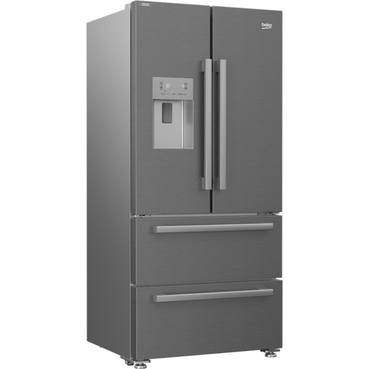 Beko 84cm French Door Fridge with Automatic Ice Maker and Water Dispenser - GNE60532DX