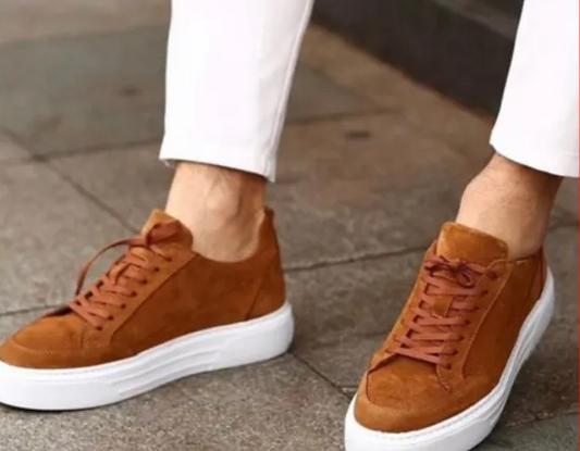 LIZZIO-Tan Jacks Suede Leather Men Sneakers