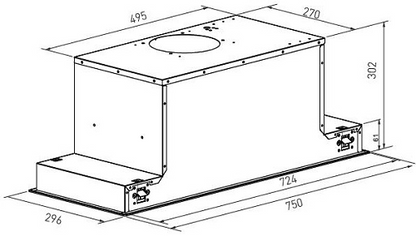 Falco 75CM Fully Integrated S/Steel Extractor - FAL-75-BIS