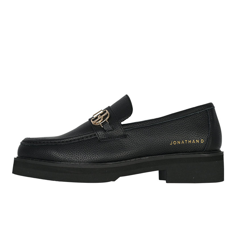 Jonathan D Buckle Loafer Leather Mens Shoe Black