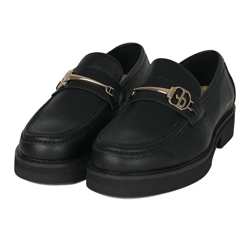 Jonathan D Buckle Loafer Leather Mens Shoe Black