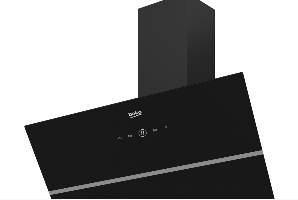 BEKO 90cm Inclined Hood in Black Glass BCH900B