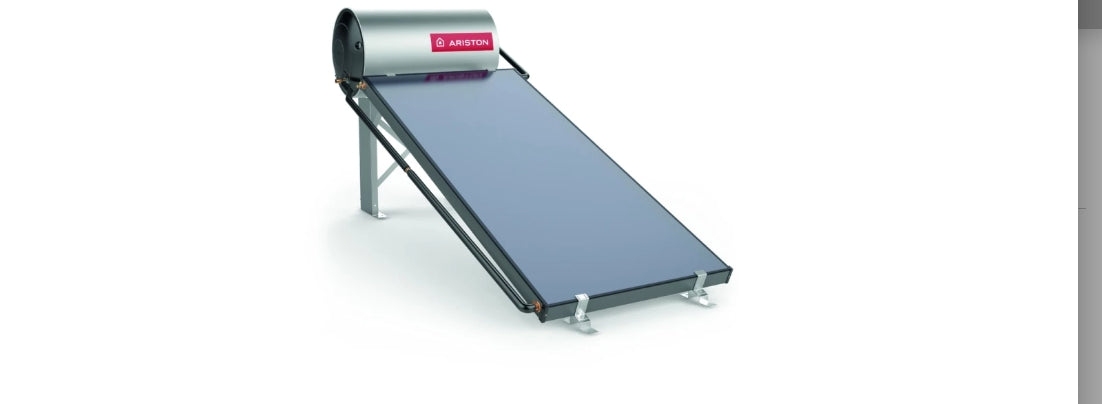 ARISTON DIRECT SOLAR SYSTEM 150L FLATE PLATE, FLAT ROOF, EXPOSED GEYSE