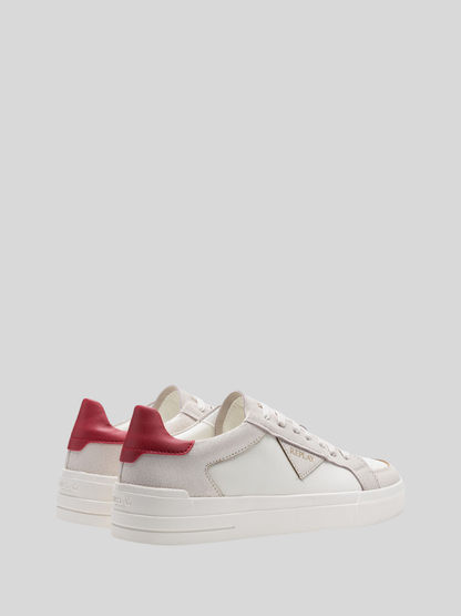 Replay Evan Edit Suede Ecru Red