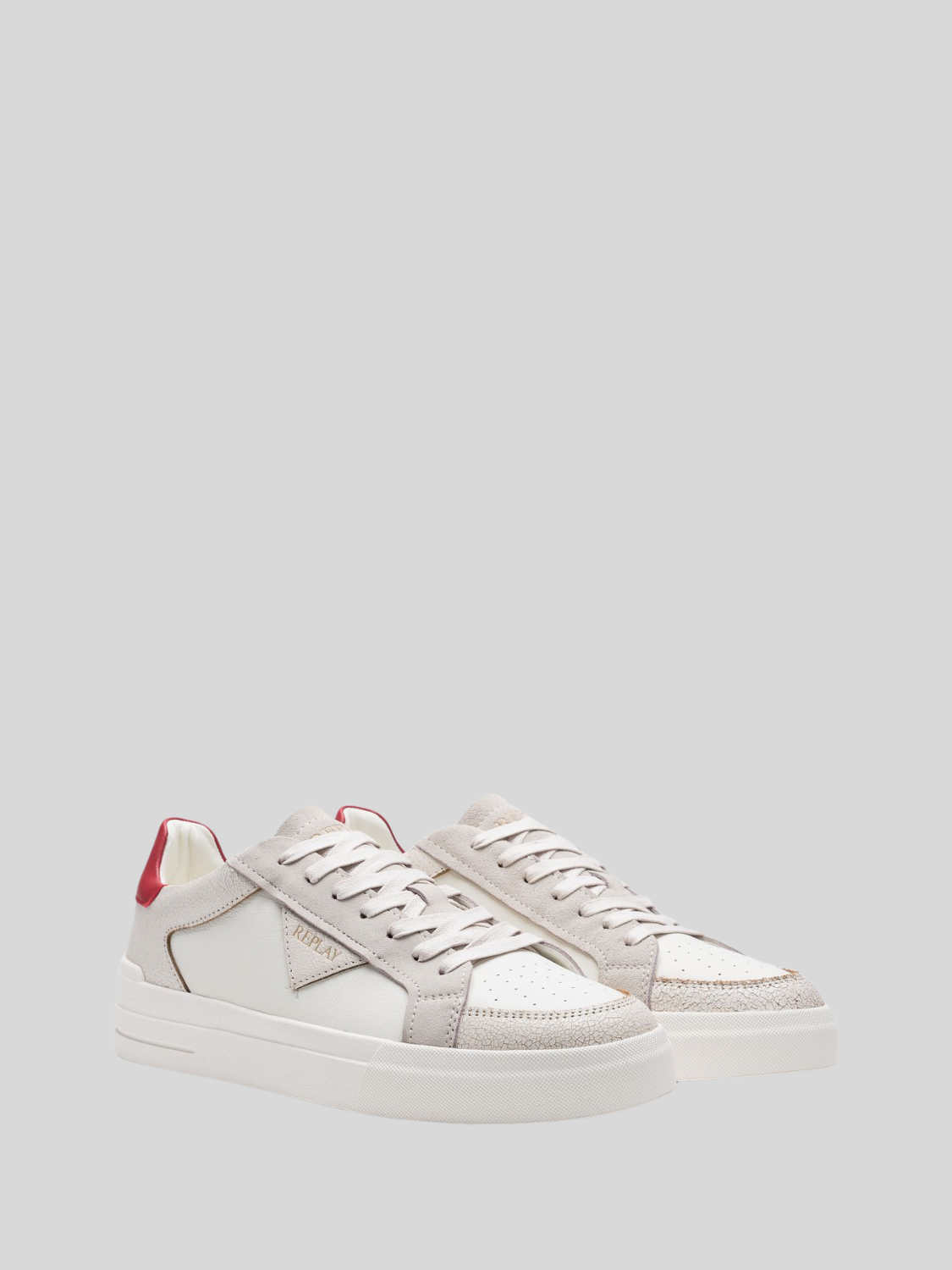 Replay Evan Edit Suede Ecru Red