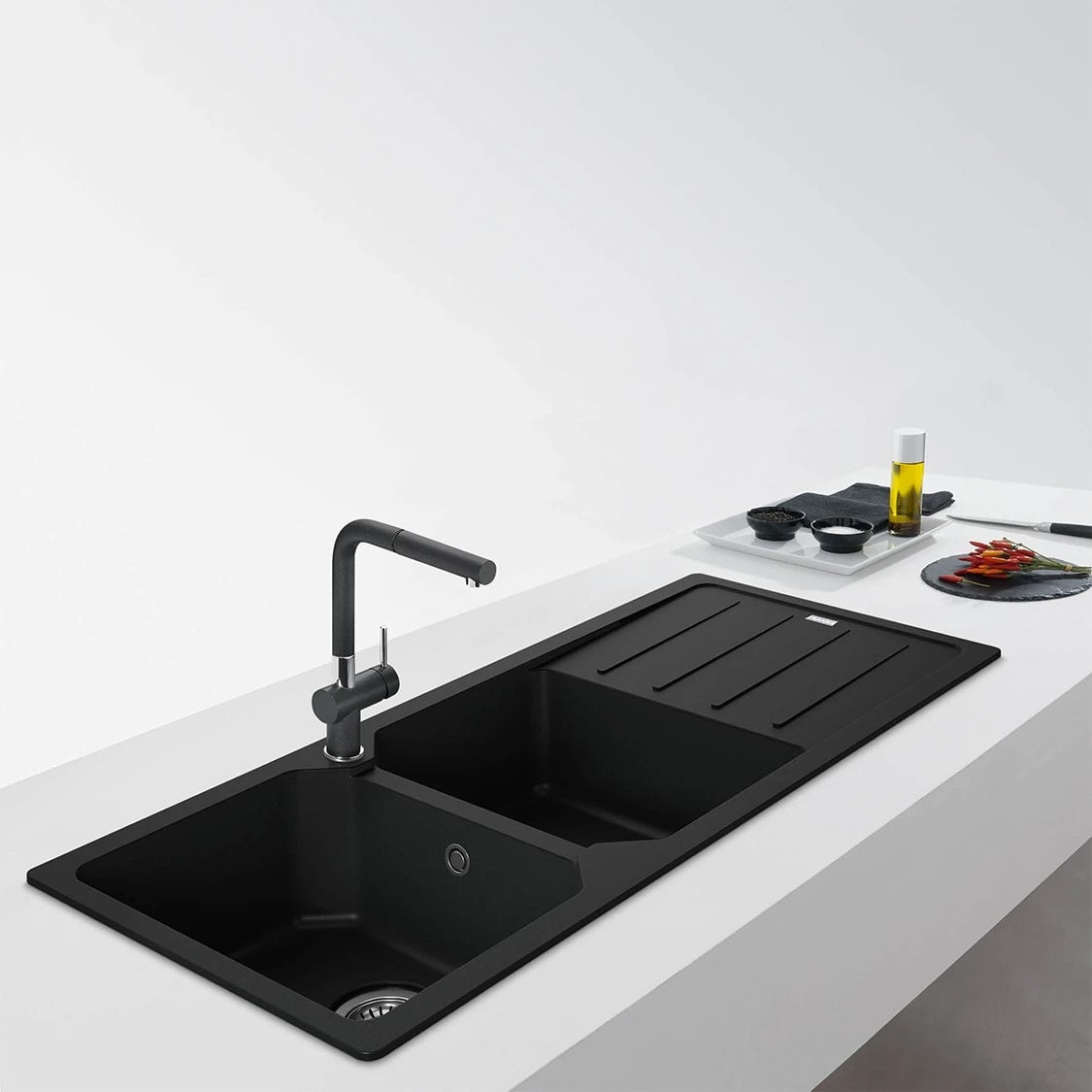 Franke, Urban, Fragranite, Inset, Matt Black, 1160mm x 500mm Traps included