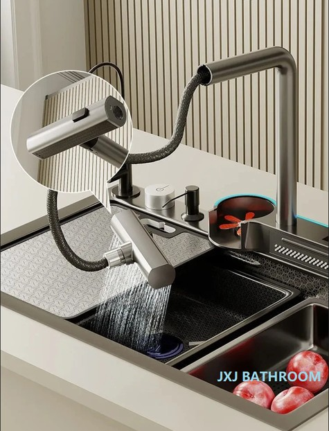 Black Multifunctional Kitchen Sink 7546HT-B