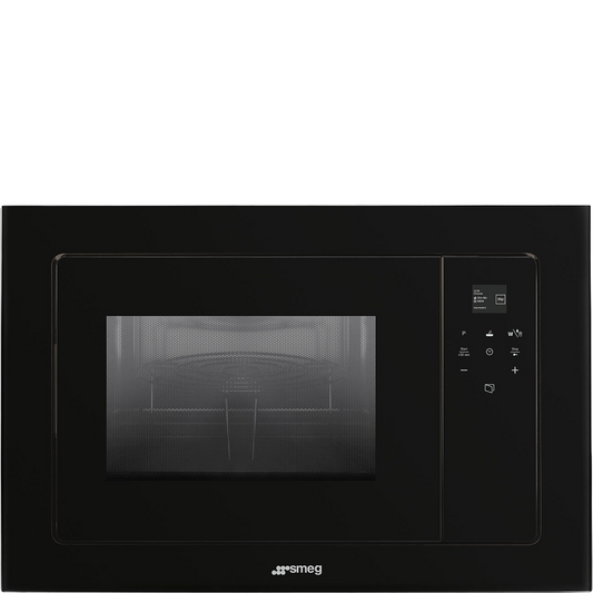 Smeg 60cm Linea Black Built-In Microwave Oven - FMI120N2
