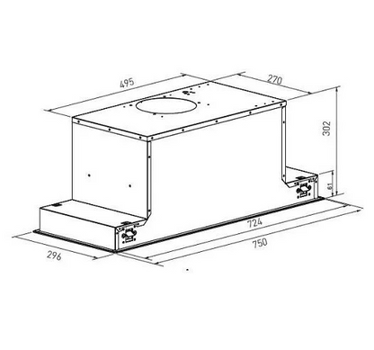 Falco 75CM Fully Integrated Glass Extractor-FAL-75-BIG