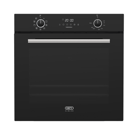 Defy 60cm Black Built-In Oven with Thermofan+ – DBO689