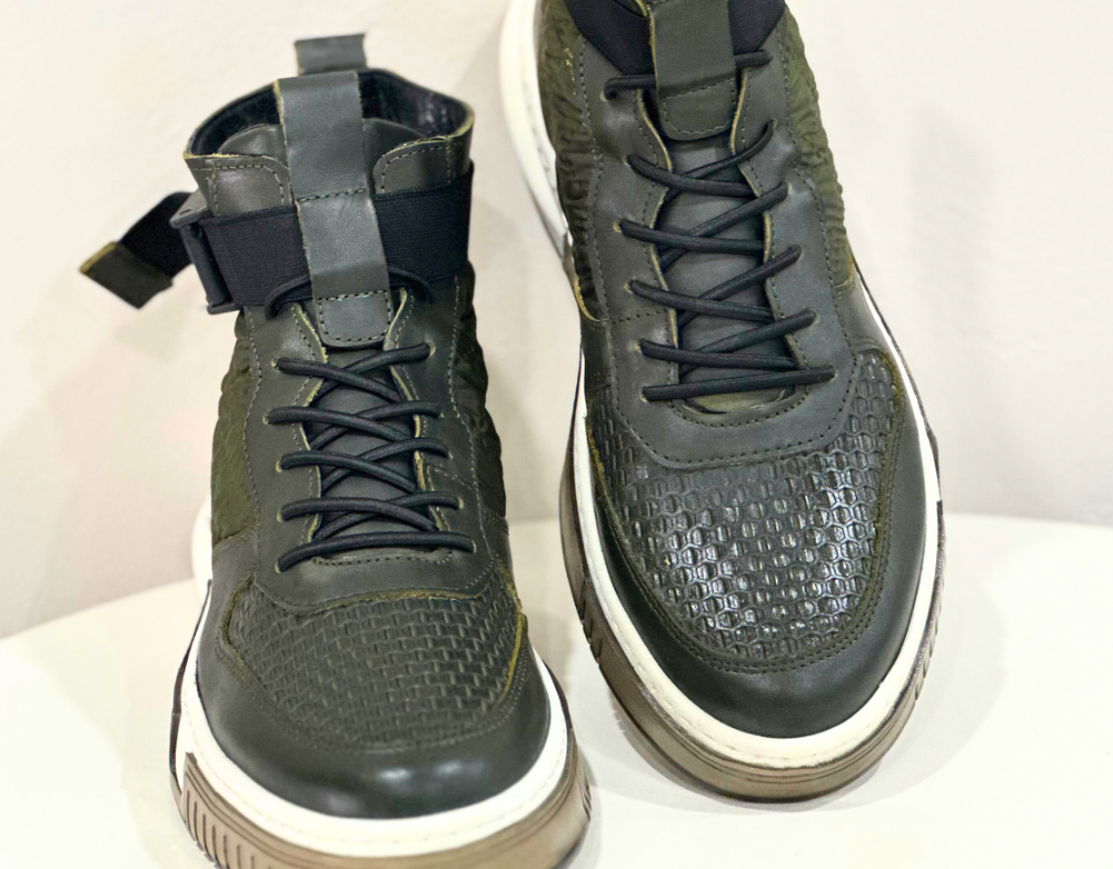 lizzio - Olive Green UFA Leather Sneaker Boots