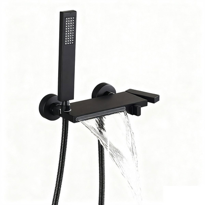 Wall Mount Brass Waterfall Bathtub Fauset with Hand Shower Hose