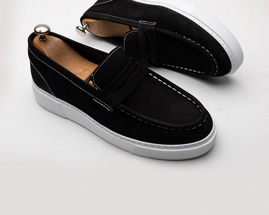 LIZZIO-Black Suede Ben Leather Loafer