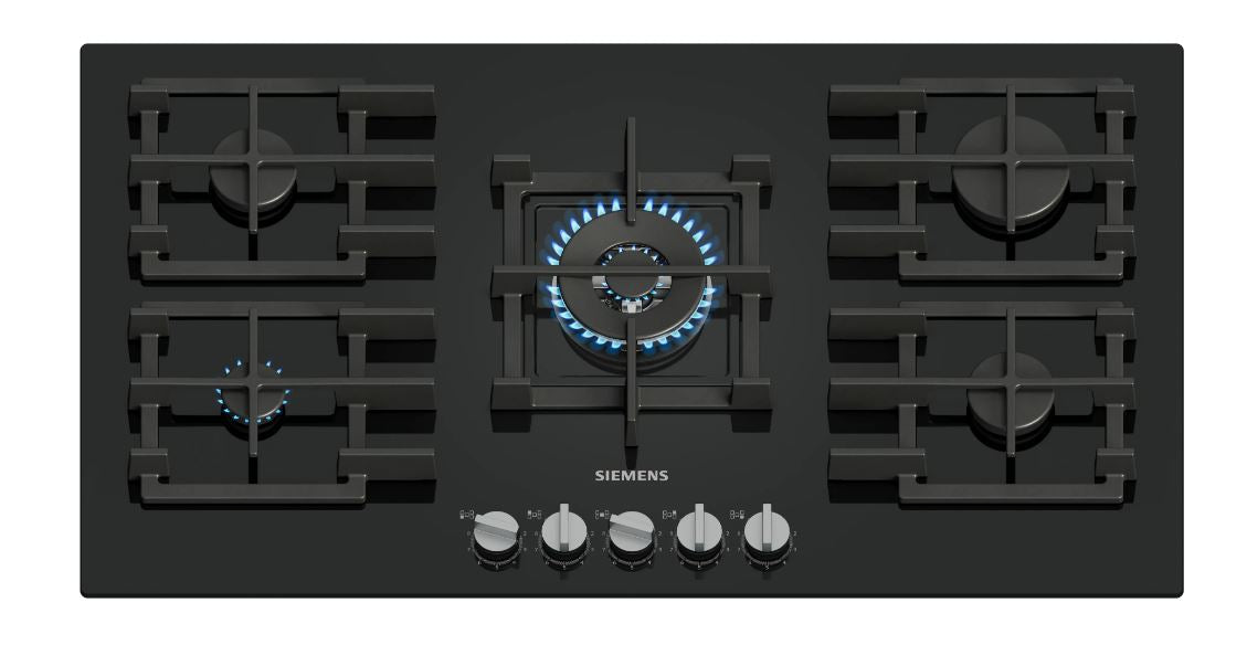 Siemens iQ500 90cm Black Tempered Glass Gas Hob – EP9A6QI40M