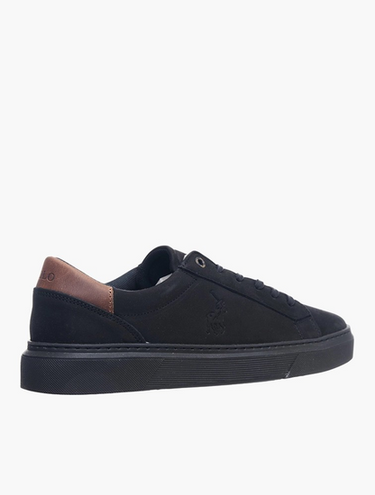 Polo Black Deboss Lace Up Sneakers