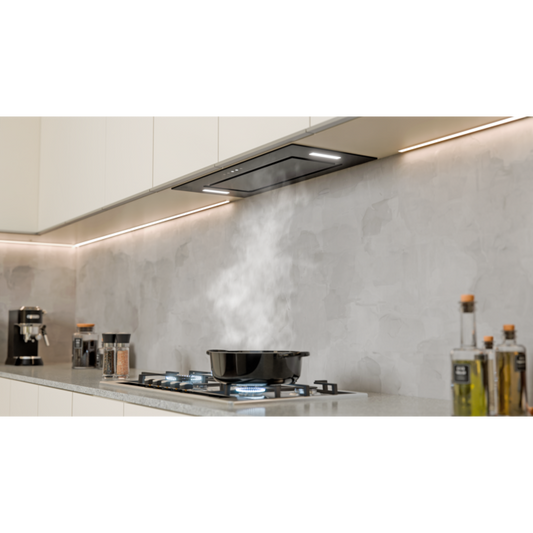 Falco 75cm Black Glass Built-In Extractor - FAL-75-BIG-B