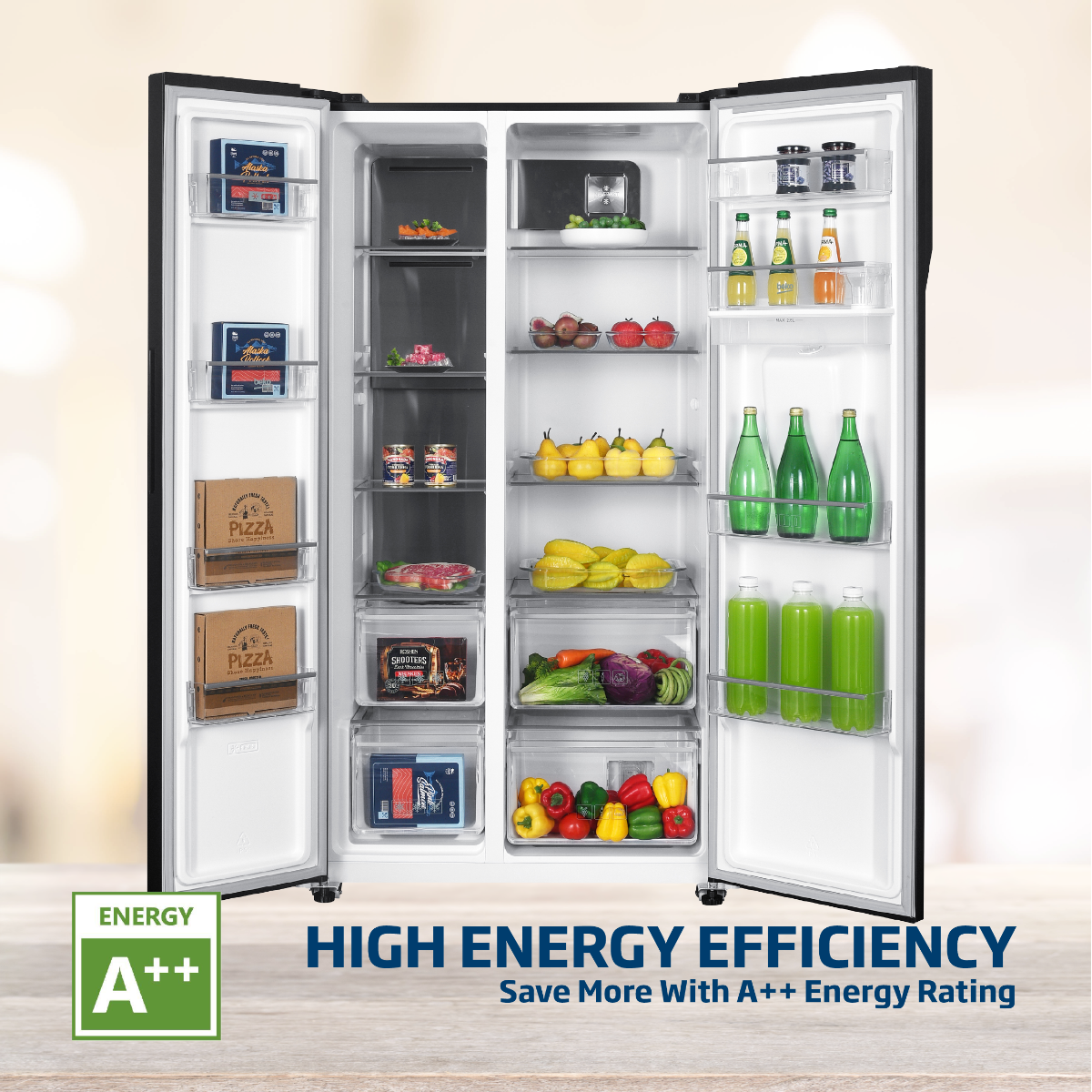 Beko 91cm Dark Inox Side-By-Side Harvest Fresh Fridge - GNO532B