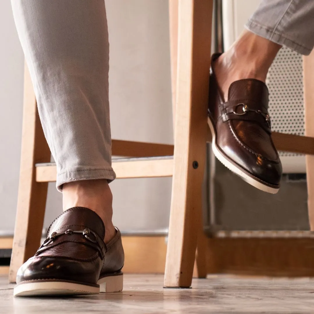 LIZZIO-Brown Tally Leather Loafers