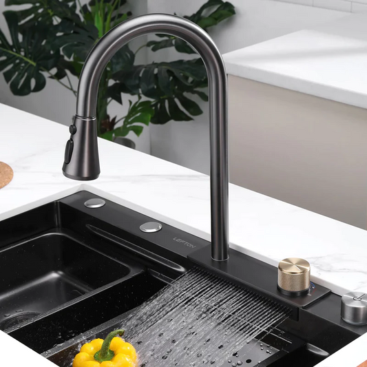 Black Clarina Drop In Kitchen Sink With Accessories