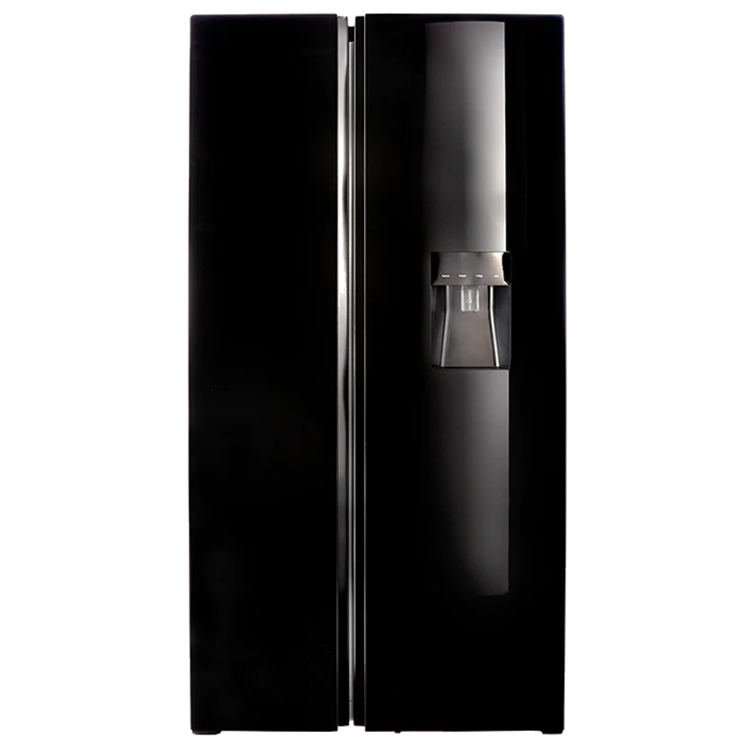 Defy 496Lt Black Glass Side by Side WD Fridge - DFF456