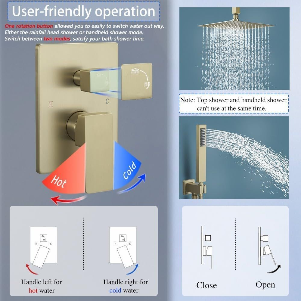 20cm Square Shower Sets With Handel Shower