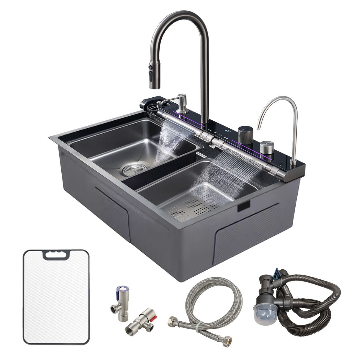 Kitchen Sink with Digital Display Light 80x46cm