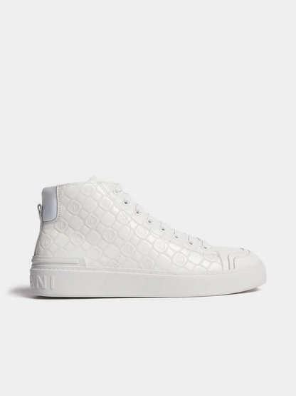 Fabiani Men's Collezione Leather Monogram White High Top