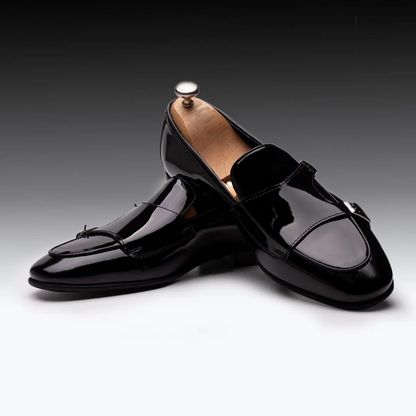 LIZZIO-Black Patent Saturn Leather Monks