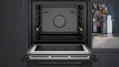 Siemens iQ700 60cm Black Built-In Combi Microwave Oven HM736GAB1