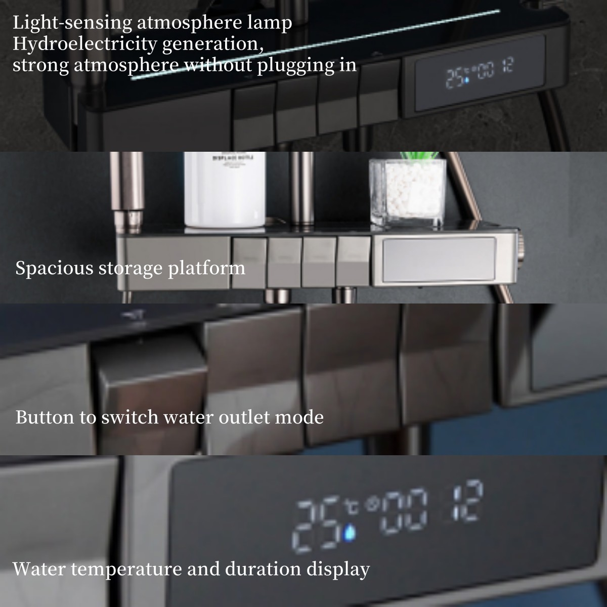 multi-function split-flow rain shower faucet set