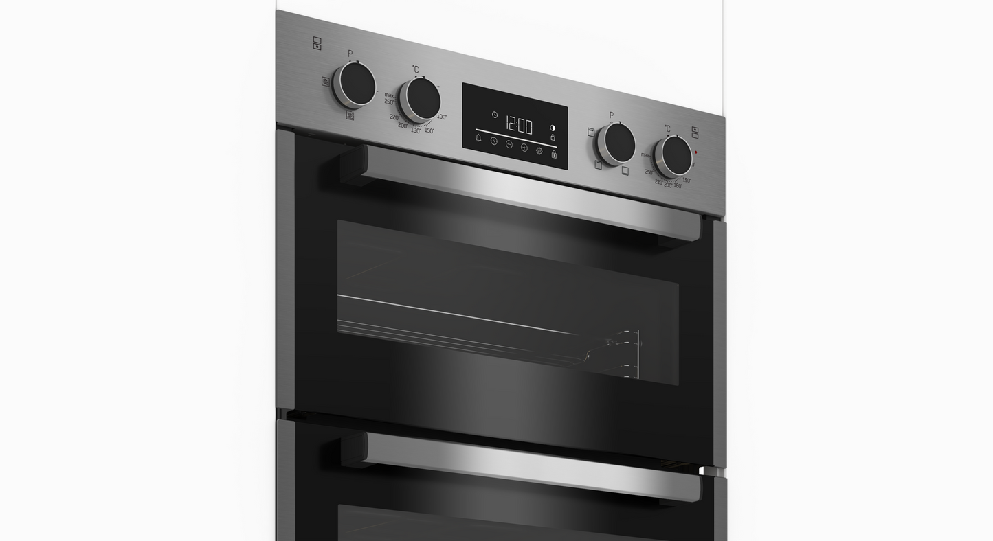 Beko 60cm Stainless Steel Multifunction Built-in Double Oven – BBDF26300X