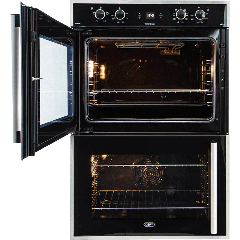 Defy Gemini Thermofan+ Double Oven Black -DBO767