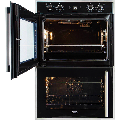 Defy Gemini Thermofan+ Double Oven Black -DBO767