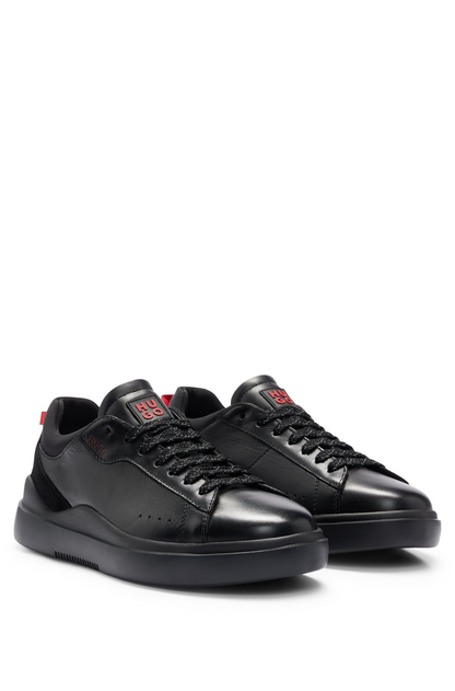 HUGO BOSS -LEATHER CUPSOLE TRAINERS WITH SUEDE TRIMS