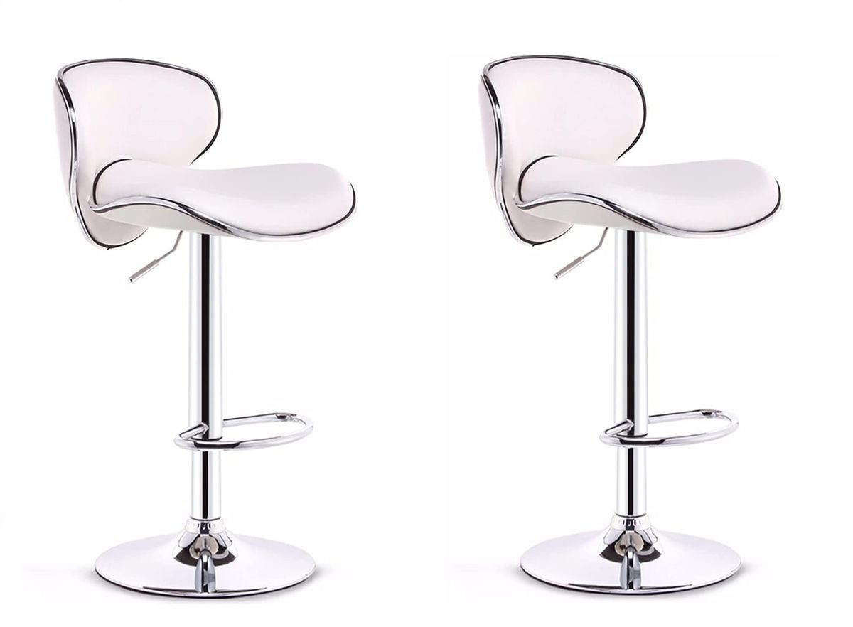 Leather Bar Stool  (Finish Colour - White)
