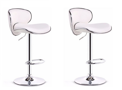 Leather Bar Stool  (Finish Colour - White)