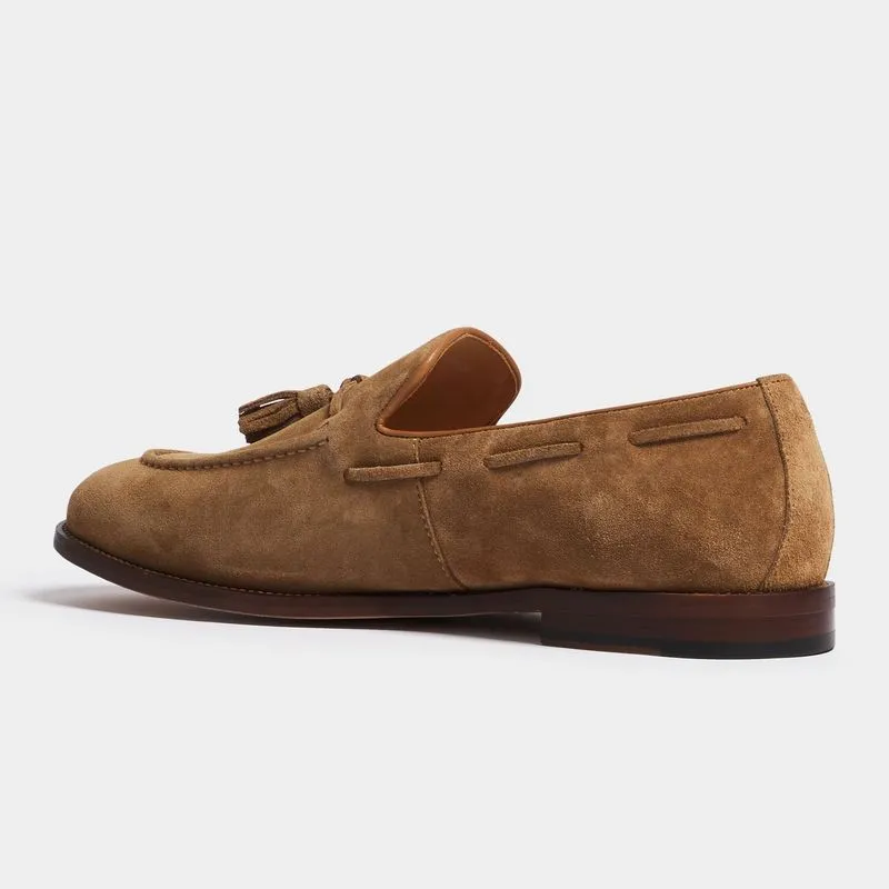 Fabiani Men's Suede Tan Tassel Loafers