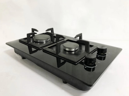Eco Chef Glass Top Steel Manual Gas Stove  (2 Burners)