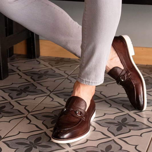 LIZZIO-Brown Tally Leather Loafers