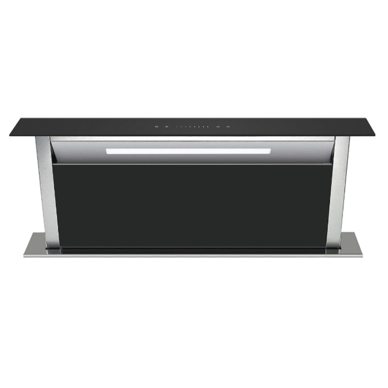 Falco - Countertop Black Glass Large Downdraft Extractor Fan – 90cm