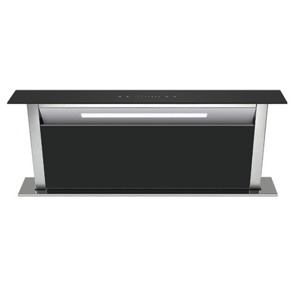 Falco - Countertop Black Glass Large Downdraft Extractor Fan – 90cm