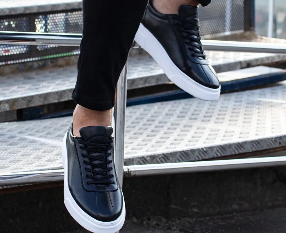 LIZZIO - Black Trend Lace Leather Sneakers