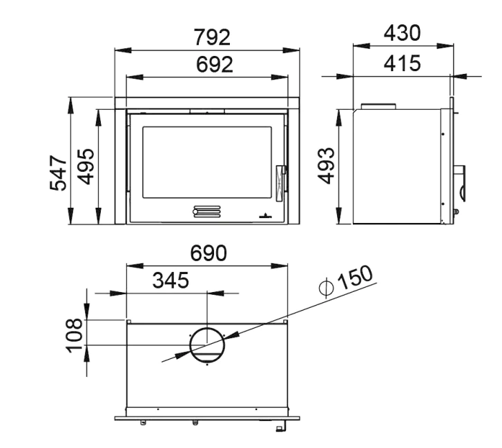 Bronpi - Coliseo Built-In Fireplace, 12.5kW