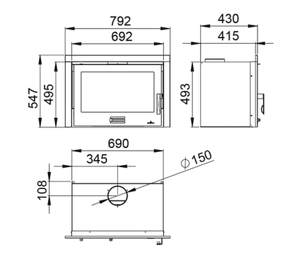 Bronpi - Coliseo Built-In Fireplace, 12.5kW