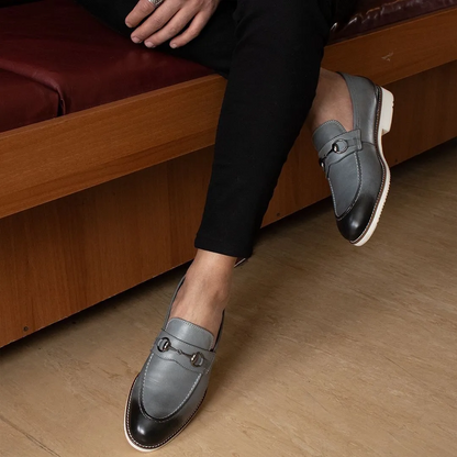 LIZZIO-Grey Tally Leather Loafers