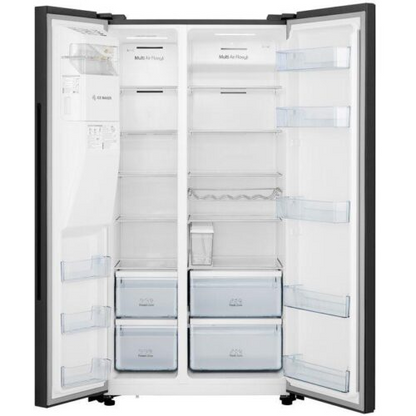 Hisense - 535L Black Glass Side by Side Fridge - H700SMI-IDL