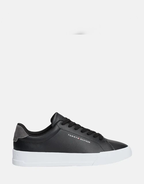 Tommy Hilfiger The Court Leather Grain Black Sneakers